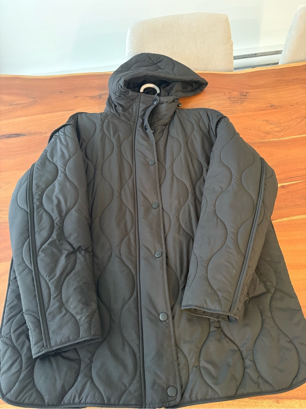 Zara Black Quilted Hooded Puffer Coat